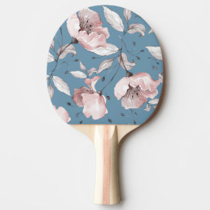 Raquete De Ping Pong Flores de primavera, folhas, design sem costura