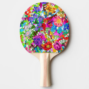 Raquete De Ping Pong Flores mágicas bonitas e coloridas, Camiseta-T-tud