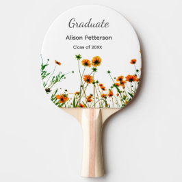 Raquete De Ping Pong Flores silvestres amarelas alaranjadas modernas e 