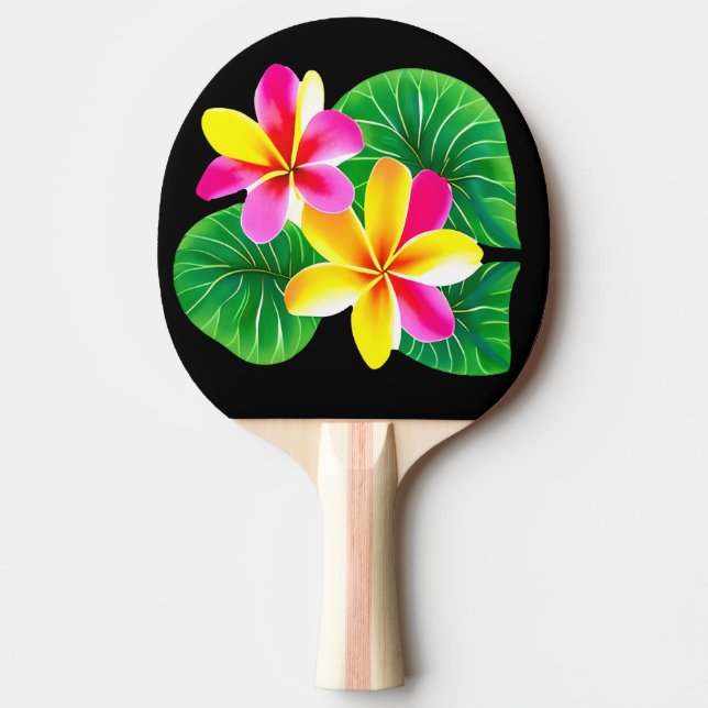 Raquete De Ping Pong Flores Tropicais De Plumeria (Frente)