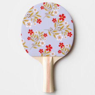 Raquete De Ping Pong Flores Vermelhas Bonitas no Estilo Vintage em Padr