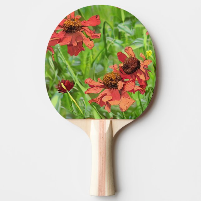 RAQUETE DE PING PONG FLÔRES VERMELHAS DE RUDBECKIA (Frente)