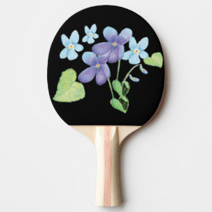 Raquete De Ping Pong Flores Violetas Selvagens - Ilustração Preta