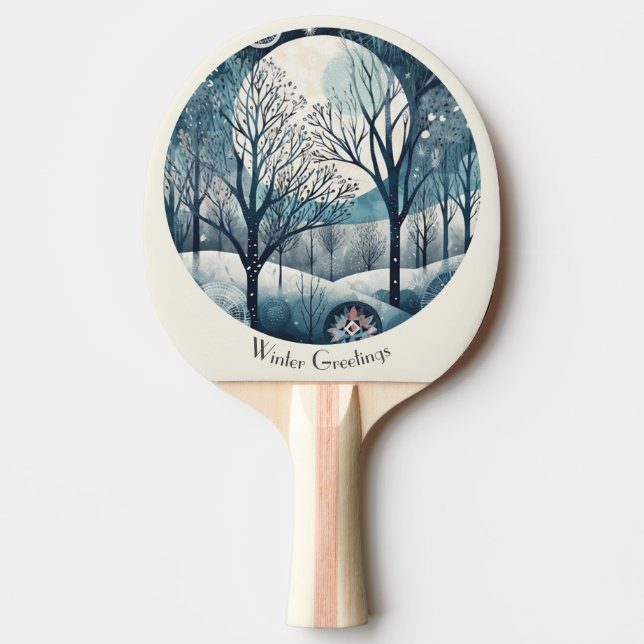 Raquete De Ping Pong Floresta Nórdica Moonliada, personalizável (Frente)