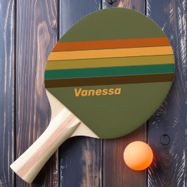 Raquete De Ping Pong Floresta Vintage com Faixas de Pântano e Nome