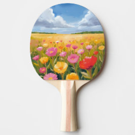 Raquete De Ping Pong Flower Field Landscape Painting