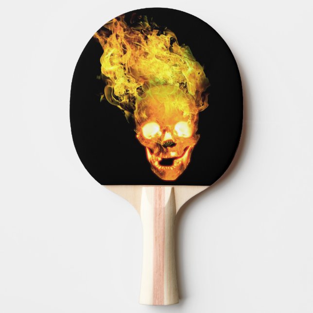 Raquete De Ping Pong Fogo de Caveira Flamejante (Frente)