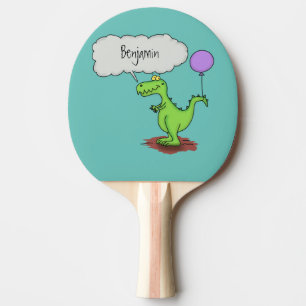Raquete De Ping Pong Fogo giro em forma de cartoon verde e engraçado