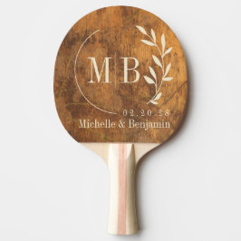 Raquete De Ping Pong Folha de Bloco de Corte Monograma de Casamento