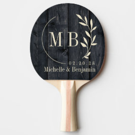 Raquete De Ping Pong Folha de Madeira Carbonizada Monograma de Casament