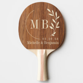 Raquete De Ping Pong Folha de Madeira de Carvalho Vermelho Monograma de
