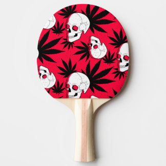 Raquete De Ping Pong Folha de Planta Herbácea e Caveiras em Vermelho