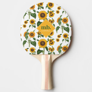 Raquete De Ping Pong Folhagem Botânica Girassóis