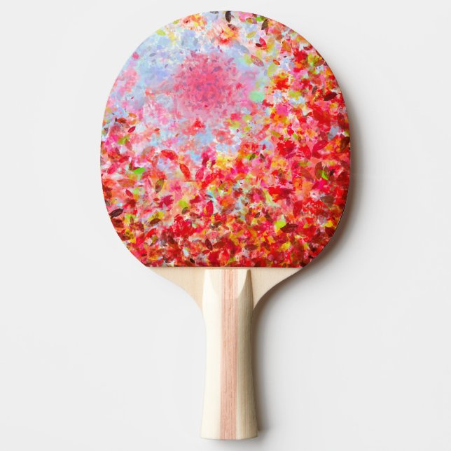 Raquete De Ping Pong Folhas de outono e céu abstrato (Frente)