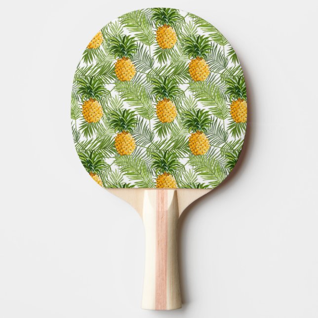 Raquete De Ping Pong Folhas Tropicais de Palma e Abacaxis (Frente)