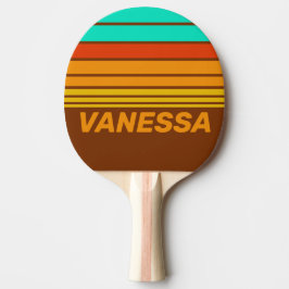 Raquete De Ping Pong Forest Floor Fog Horizon Striping with Name