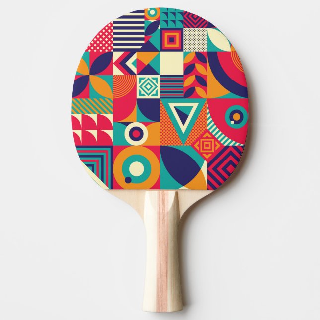 Raquete De Ping Pong formas geométricas de pop abstrato, padrão sem sol (Frente)