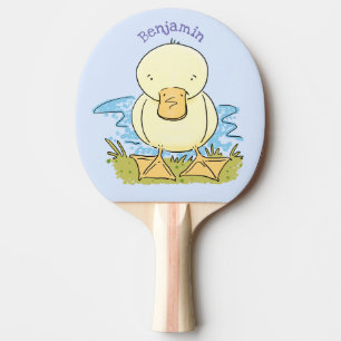 Raquete De Ping Pong Foto de desenho animado de bebê amarelo-branco