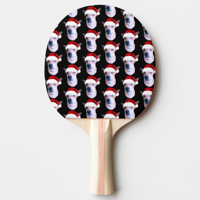 Raquete De Ping Pong Foto de Natal de Cão Personalizado (Frente)