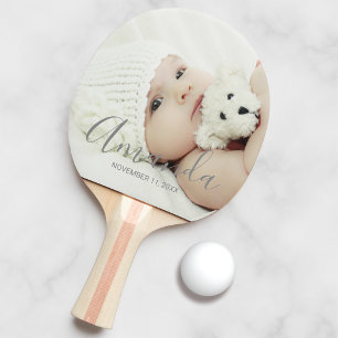 Raquete De Ping Pong Foto Personalizada com Nome e Texto Personalizados