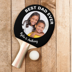 Raquete De Ping Pong Foto personalizada do melhor Pai em preto