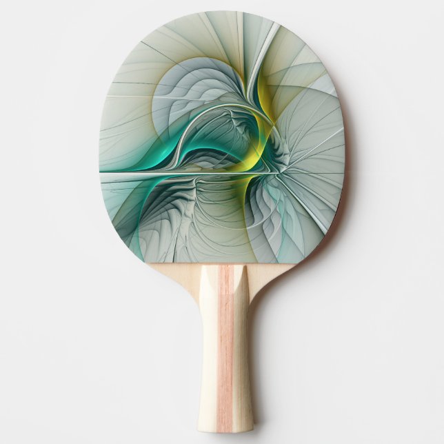 Raquete De Ping Pong Fractal Teal De Turquoise Com Ouro Hipnótico (Frente)