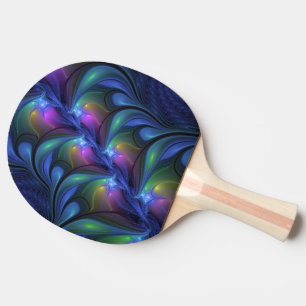 Raquete De Ping Pong Fractal verde cor-de-rosa azul abstrato luminoso
