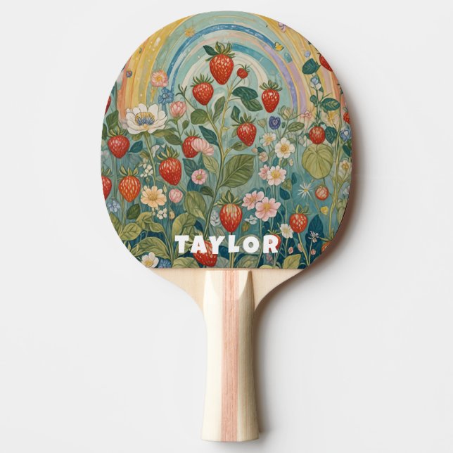 Raquete De Ping Pong Fragmento de Morango Whimsical (Frente)