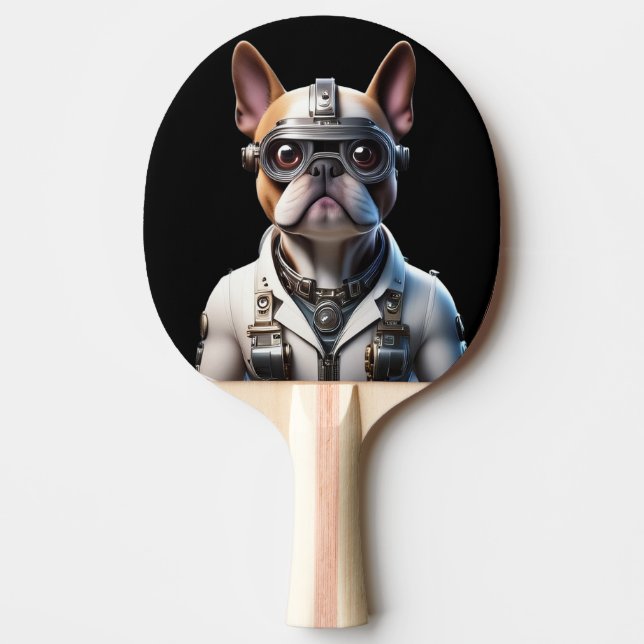 Raquete De Ping Pong Französische Bulldogge Roboter Vatertag (Frente)