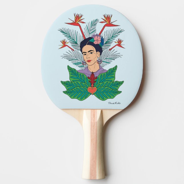 Raquete De Ping Pong Frida Kahlo | Aves do paraíso (Frente)
