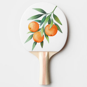 Raquete De Ping Pong Frutas Laranja De Aquarela: Ramais Isolados.