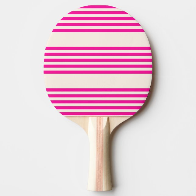 Raquete De Ping Pong Fuchsia e beige cinco listras padrão (Frente)