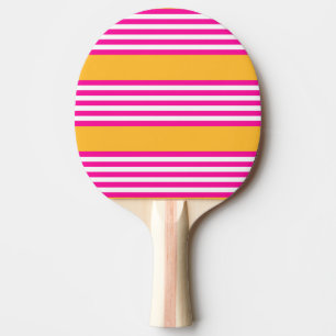 Raquete De Ping Pong Fuchsia e padrão amarelo de cinco faixas