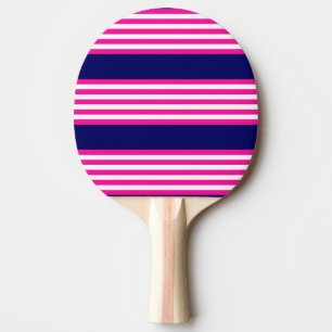 Raquete De Ping Pong Fuchsia e padrão de cinco faixas brancas com azul