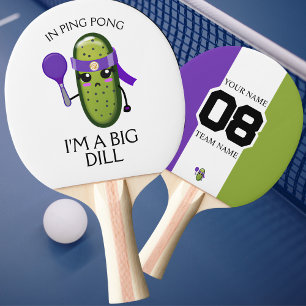 Raquete De Ping Pong Funny Big Dill Team Nome Número Branco Puro Verde
