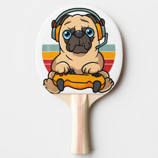 Raquete De Ping Pong Funny Gaming Pug Dog Pet Lover Gamer