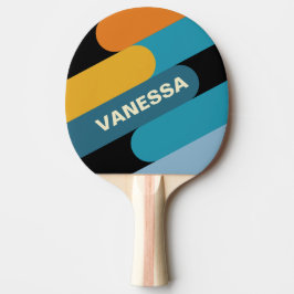 Raquete De Ping Pong Fusão Arco-íris Negro com Nome