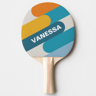 Raquete De Ping Pong Fusão Arco-íris Retro com Nome