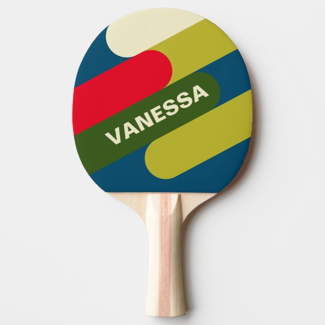 Raquete De Ping Pong Fusão Retro de Rugby com Nome (Frente)