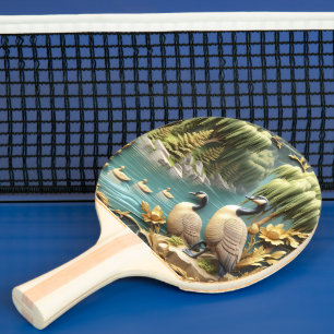 Raquete De Ping Pong Gansos do Canadá em meio aos chorões