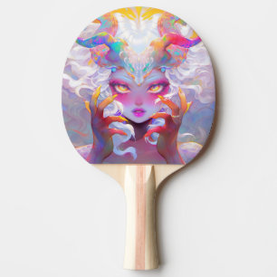 Raquete De Ping Pong Garota Demônio Celestial com Cavalos Arco-Íris