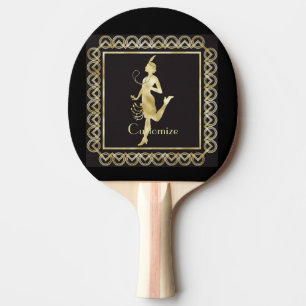 Raquete De Ping Pong Garota Flapper de 1920 Thunder_Cove