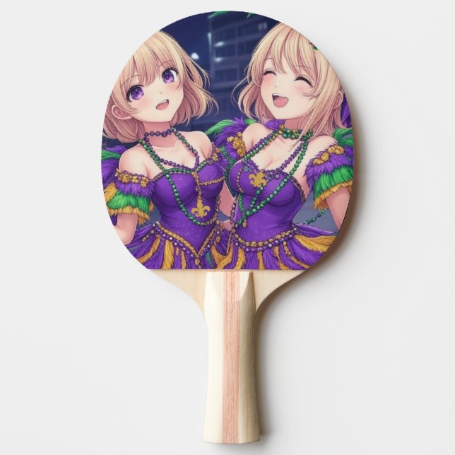 Raquete De Ping Pong Garotas de Anime Mardi Gras  (Frente)