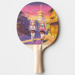 Raquete De Ping Pong Garotas fofas de anime com sorvete