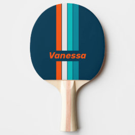 Raquete De Ping Pong Garrafão Azul Listrado com Nome