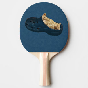 Raquete De Ping Pong Gatinho Fluffy Dormindo Em Calçado Croc, Pá