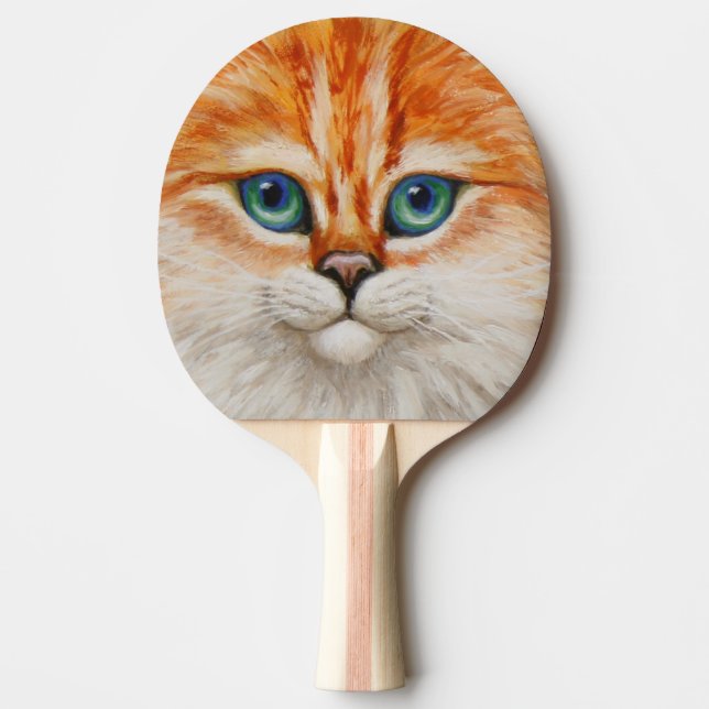 Raquete De Ping Pong Gatinho Laranja Feliz (Frente)