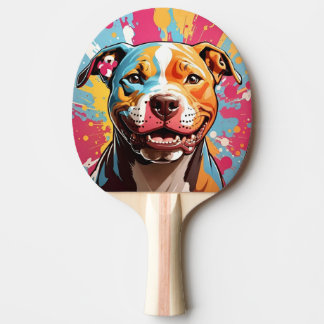 Raquete De Ping Pong Gato Abstrato Com Olhos Amarelos