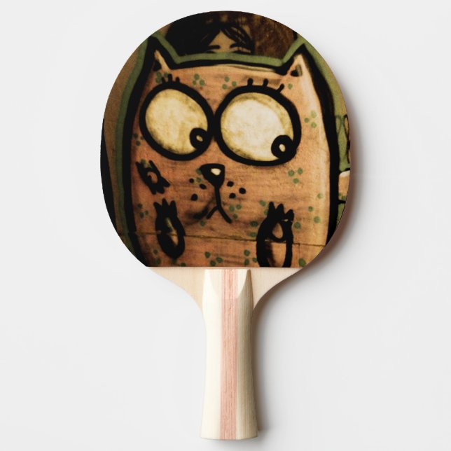 Raquete De Ping Pong Gato da arte da rua (Frente)