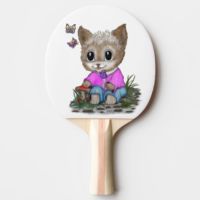 Raquete De Ping Pong Gato de Gato e Borboleta (Frente)